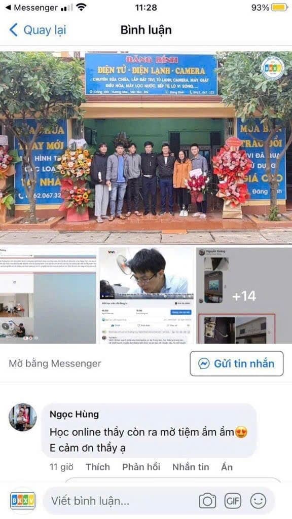 Học viên Ngọc Hùng học online rồi khai trương cửa hàng điện tử – điện lạnh – camera