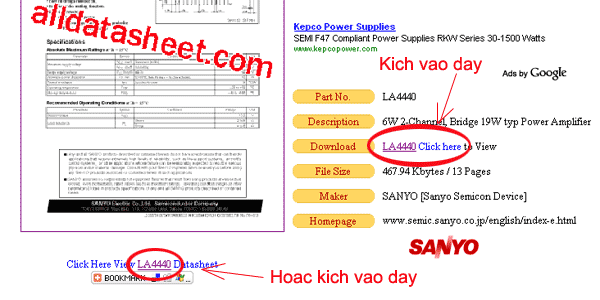 Kích vào liên kết trong vòng tròn để xem sơ đồ chân
